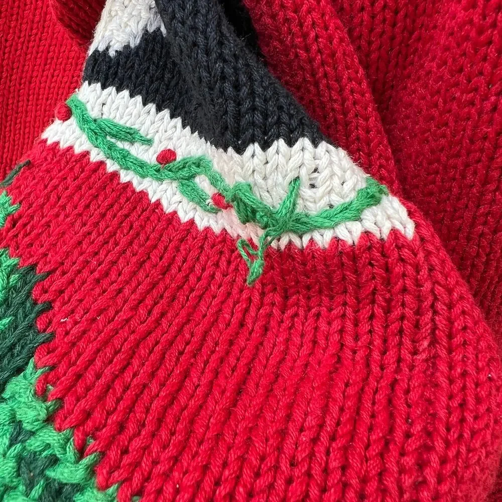 Vintage 90s Tiara Noel Santa Clause Christmas button down cardigan sweater LARGE